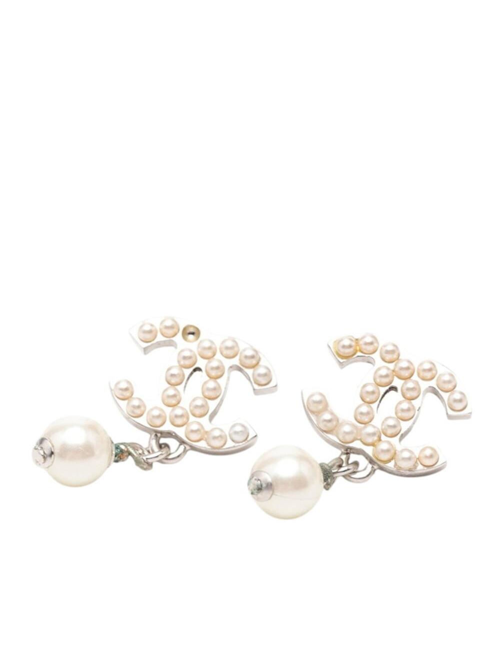 Chanel Cc Logo Stud Earrings Silver- #276064C79B